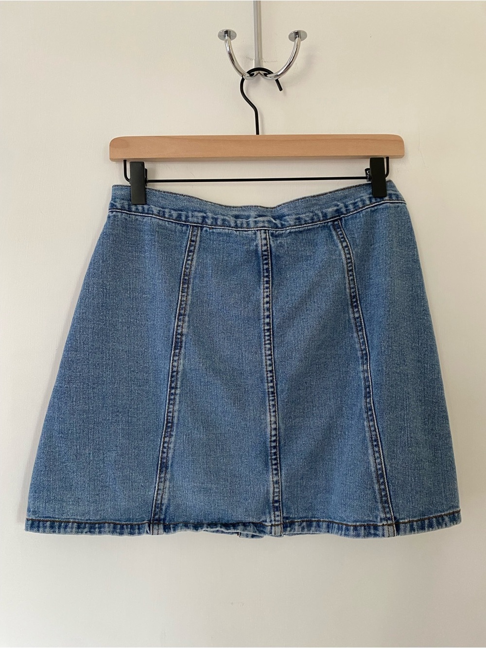 Boston Proper Denim Skirt A-Line Snap-Front Jeans Skirt 90s Y2K style small - Picture 5 of 8